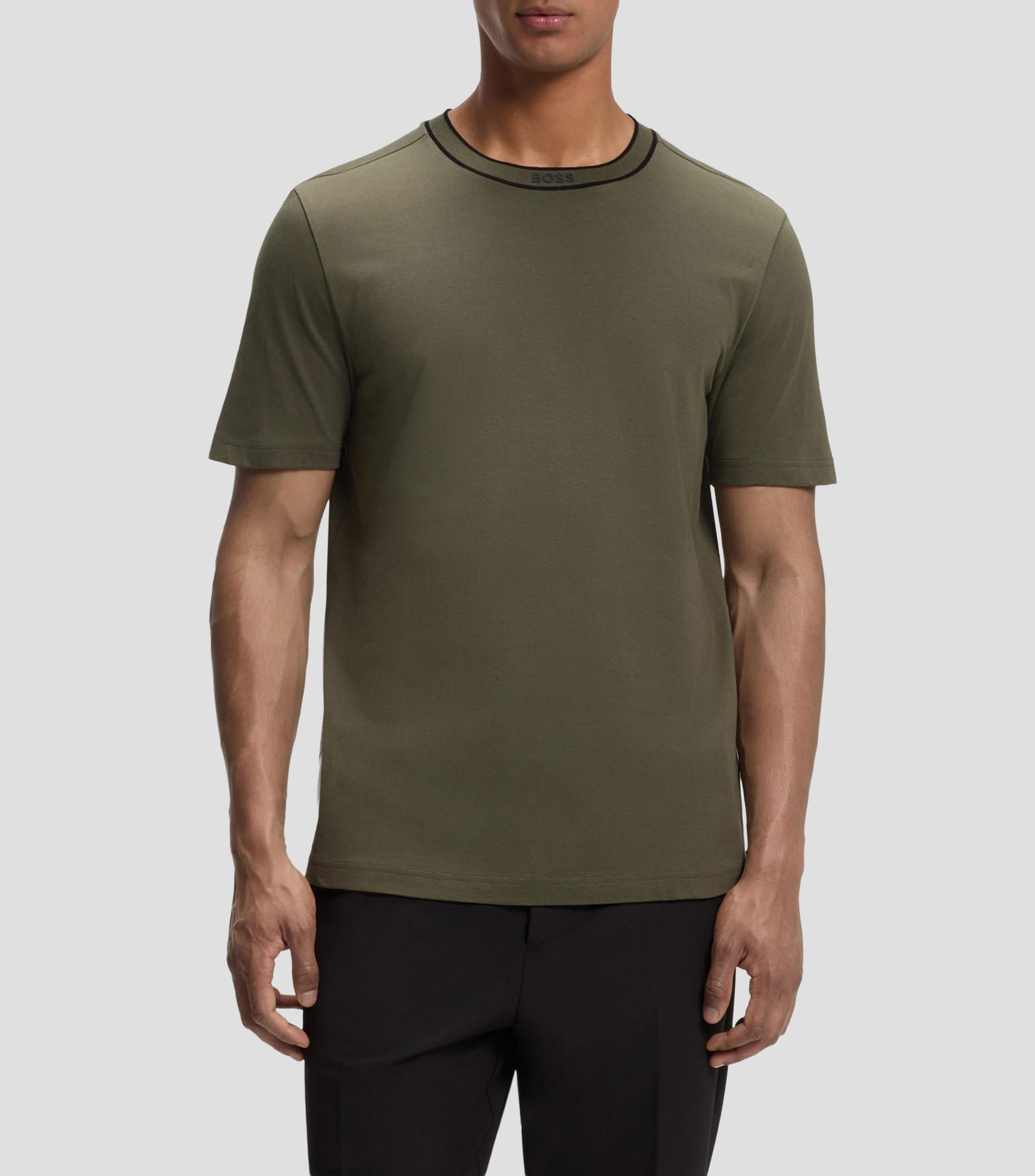 Playera de algodón con cuello redondo y logo Hombre